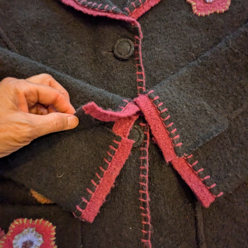 Nomadic Traders Boiled Wool Jacket With Floral Ap… - image 6